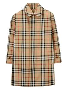 Двустороннее однобортное пальто в клетку Burberry Kids, коричневый