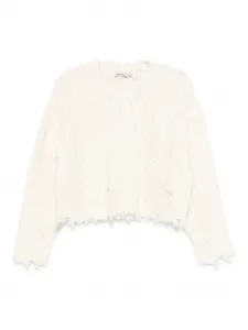Вязаный джемпер Felix с бахромой и отделкой в рубчик Simkhai, белый
