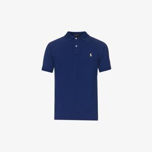 Рубашка-поло приталенного кроя из хлопкового пике с короткими рукавами и вышитым логотипом Polo Ralph Lauren, цвет fall royal