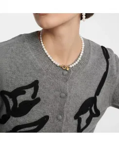 Подарочный набор из 2 предметов: ожерелье и серьги из 18-каратного позолоченного пресноводного жемчуга Joey Baby, gold