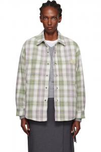 Dunst Зелено-Фиолетовая стеганая клетчатая фланелевая рубашка