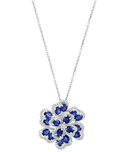 Ожерелье с подвеской в виде цветка Эффи из 14-каратного розового золота с рубинами (3-3/4 карата) и бриллиантами (5/8 карата) длиной 18 дюймов Effy Collection, sapphire