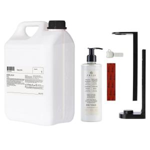 PRIJA Набор для ванной комнаты: черный держатель для бутылочки, защитный кондиционер для волос 380мл + сменный блок 5л