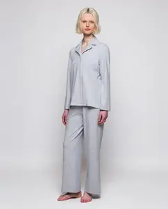 Женский длинный пижамный комплект из эластичного модала Mirto, светло-серый