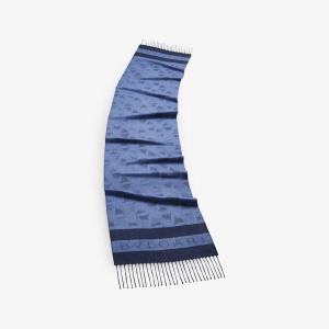 Шелковый шарф с логотипом Heritage Diva Impression Bvlgari, синий