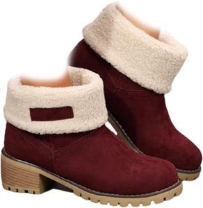 Уютные теплые ботильоны до щиколотки для женщин, с нескользящей подошвой, мягкие и прочные, повседневные зимние средние сапожки ZPLMIDE, Red