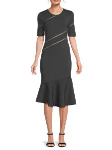 Платье Beth Sheer Stripe с гофрированными вставками Hervé Léger, цвет Flint