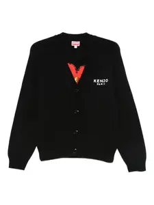 Кардиган Boke Flower с вышитым логотипом Kenzo, черный