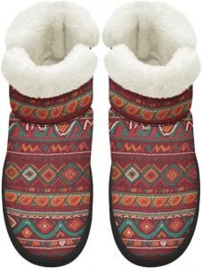Женские зимние сапоги KEIAHUAN для прогулок, удобные для походов, кроссовки-нубук с противоскользящей подошвой и короткие сапожки с меховым воротником, Aztec Tribal Style
