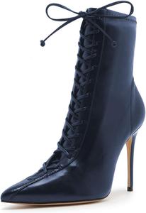 Женские модные ботильоны FOWT с закрытым носком, заостренные, на высоком каблуке-стилет, шнуровка, короткие зимние офисные ботинки, размеры 4-15 US, Blue