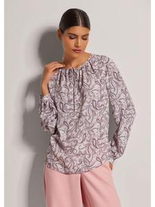 MADELEINE Блузка с круглым вырезом и оригинальным принтом в бело-розово-рубиново-красных тонах