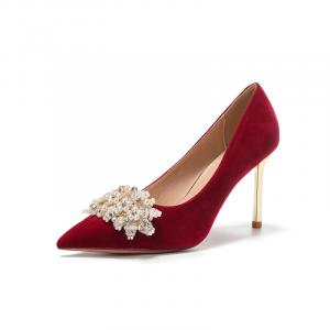 QITUMAUL Тонкие каблуки женские красные на высоком каблуке [высота каблука 8,5 см], цвет Red[Heel Height 8.5cm]