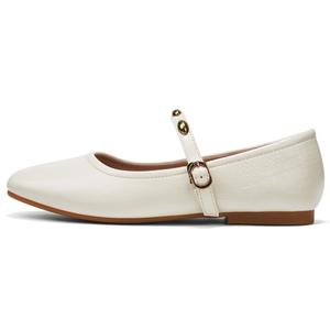 OMS Женские туфли Мэри Джейн на массивном каблуке бежевые, цвет Beige