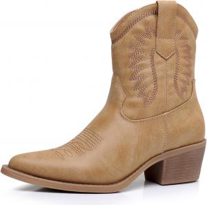 Женские ковбойские сапоги GLOBALWIN в западном стиле, комфортные сапоги средней длины для женщин с заостренным носком, 23Yy07 Kahki
