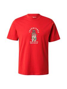 JACK & JONES Футболка 'JORCATSKILLS SKULL' в цвете Red, Wine Red