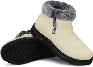 Женские зимние сапоги TEMOFON, теплые ботинки до щиколотки, водонепроницаемые, с меховой подкладкой для улицы, 07-White