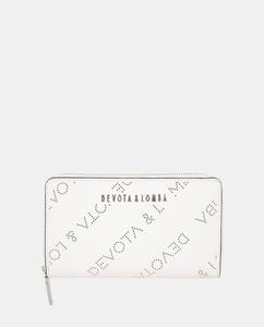 Большой женский кошелек белого цвета на молнии Devota & Lomba, белый