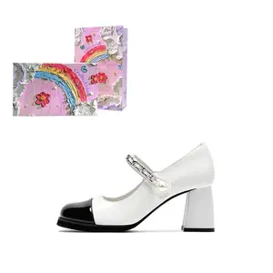 Туфли Мэри Джейн на массивном каблуке Женские Nano White Crelinkxlat, Nano White Heart Box