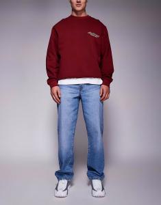 Широкие джинсы ASOS DESIGN в выбеленном средне-синем цвете