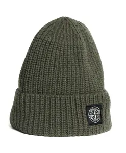 Шапка-Бини в рубчик цвета хаки Stone Island, зеленый