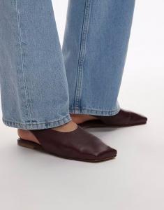 Кожаные балетки Topshop Brit бордового цвета