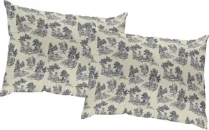 Декоративная подушка Адам "Старые добрые времена", сертификат GOTS - чехол без наполнителя, 1 шт Adam 40х60 см, темно-синий/натуральный