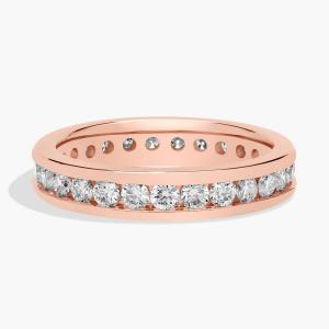 Кольцо-вечность с круглыми выращенными в лаборатории бриллиантами в канальной оправе из 14-каратного розового золота (1 карат, двойной - FG / VS2-SI1) Blue Nile