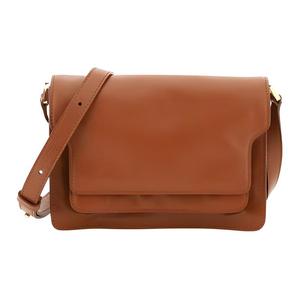 Кожаная сумка через плечо на пояс MARNI женская коричневая