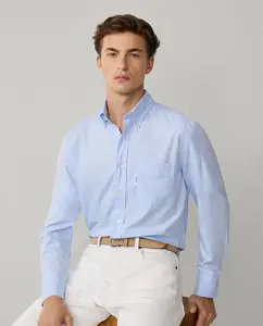 Мужская рубашка из английского хлопка, однотонная, клубного кроя Façonnable, синий