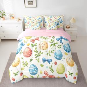 Erosebridal Комплект постельного белья Queen Size Rustic Farmhouse в стиле кантри с синим бантовым принтом и цветочным узором, Blue Green