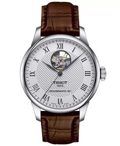 Мужские швейцарские автоматические часы Le Locle Powermatic 80 Open Heart с коричневым кожаным ремешком, 39 мм Tissot