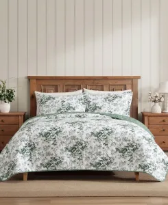 Двусторонний комплект постельного белья Toile Delight из 3 предметов, размер King Laura Ashley, темно-зеленый