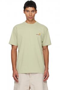 Carhartt Work In Progress Зеленая футболка с американским шрифтом