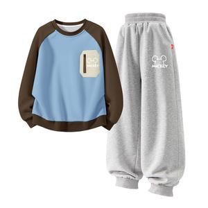 Детская повседневная спортивная одежда с круглым вырезом Moderate Disney, thick board line k синий coffee+line k серый