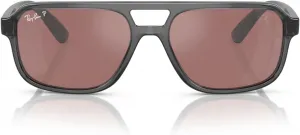 Солнцезащитные очки Ray-Ban унисекс, черная оправа, темно-зеленые линзы, 58 мм, Transparent Grey/Purple Mirrored Silver Polarized