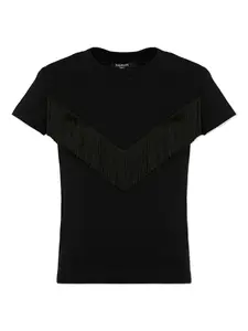 Футболка с бахромой Balmain Kids, черный