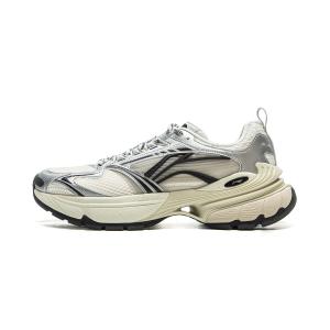 LINING Мужские повседневные кроссовки low top белые серебристые с амортизацией, устойчивостью к истиранию и дышащие
