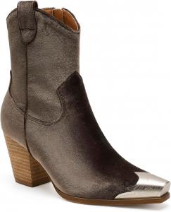 Западные ботинки с металлическим носком на щиколотке, ковбойские ботинки для женщин, ковбойские сапоги с острым носком, ботинки на молнии, ботинки на устойчивом каблуке Beast Fashion, Taupe Su