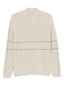 Полосатый свитер с высоким воротом EMPORIO ARMANI, нейтральный