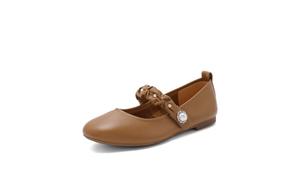 Туфли Мэри Джейн на блочном каблуке 1 см женские BELLE, экрю