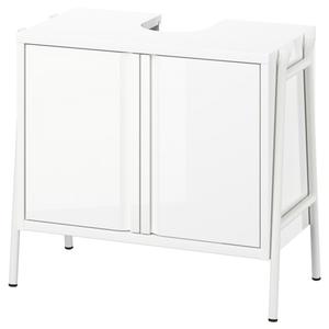 Шкафчик под мойку с дверцами, глянцевый/белый, 66x37x59 см, BYASJÖN IKEA