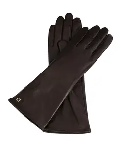 Длинные темные перчатки с монограммой. Kazar, коричневый