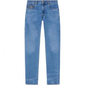 Джинсы с нашивкой-логотипом VERSACE, синий