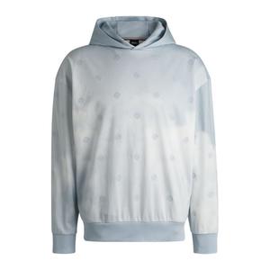 Толстовка с капюшоном и монограммами Double B BOSS, светло-голубой