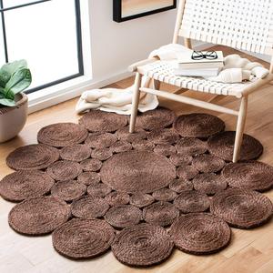 SAFAVIEH Natural Fiber Round Collection круглый ковер 92 x 92 см Brown NF363T ручной работы в стиле бохо-шарм в деревенском стиле из джута