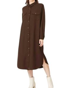 Парижское платье-рубашка в шоколадном цвете Gold Hawk