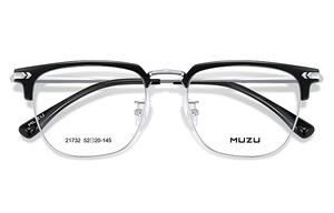 Функциональные очки Browline для мужчин MUZU, черная и серебристая оправа