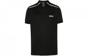 Boss X Matteo Berrettini Stripe Detailed Polo Shirt HUGO BOSS, черный