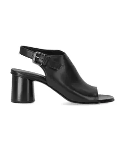 Шелковые сандалии на каблуке с открытым носком Elena Iachi, черный