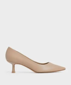 Туфли-лодочки на остром каблуке-рюмочке Charles & Keith, цвет Nude